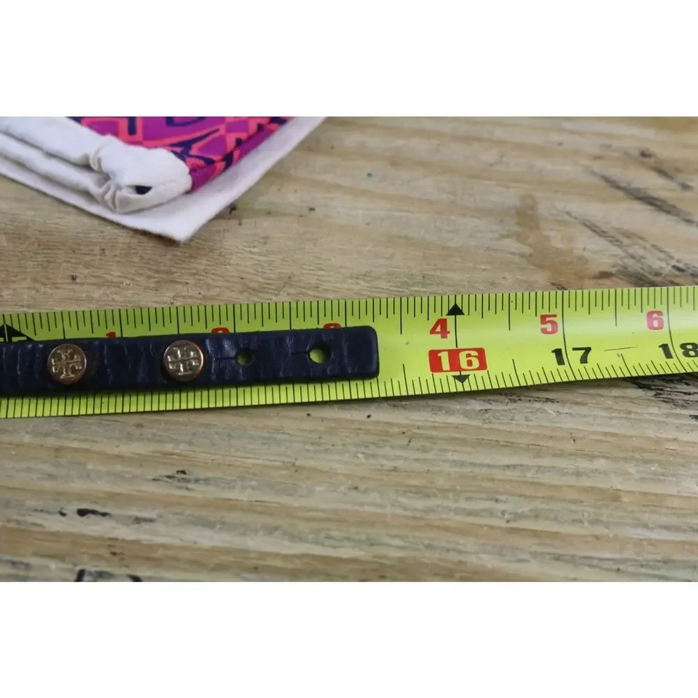Tory Burch Brown Leather Double Wrap Bracelet Gold Logo Studs Jewelry